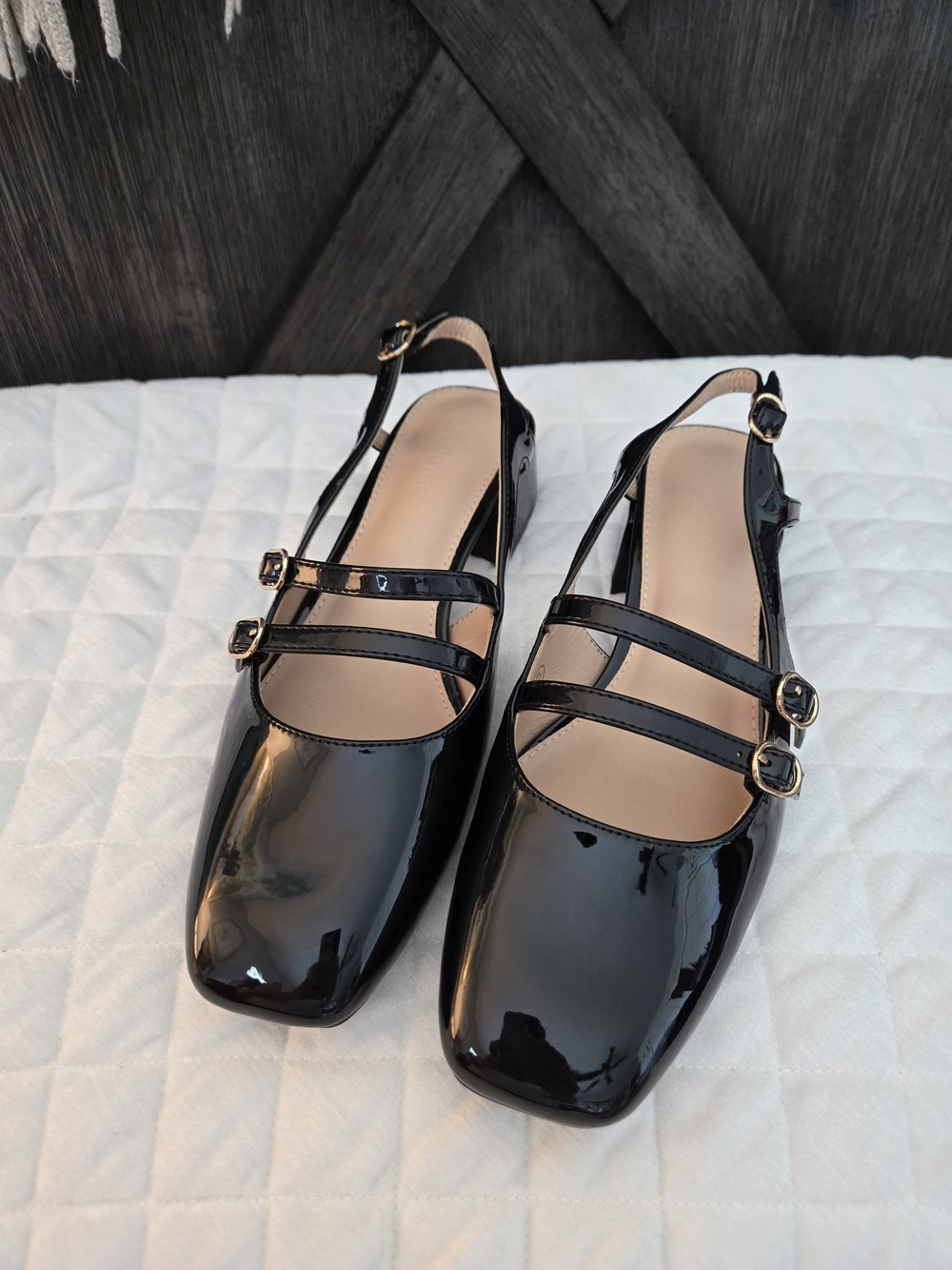 COUTGO Black Patent Mary Jane Slingback Pumps Size 8 New